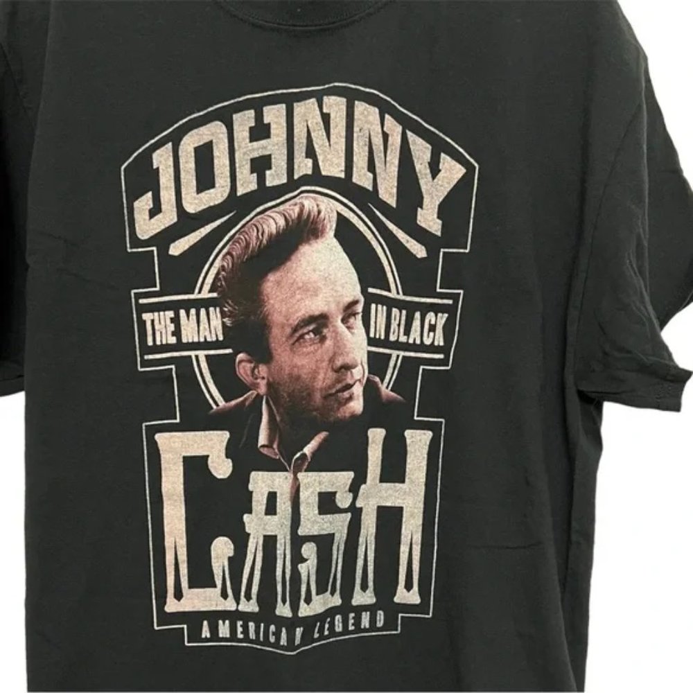 Johnny Cash Black T-shirt Men's Sz L - Picture 3 of 4